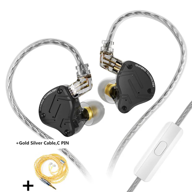 KZ ZS10 PRO X Metal Headset Hybrid drivers HIFI Bass Earbuds In-Ear Monitor Noise Cancelling Earphones ZS10PROX