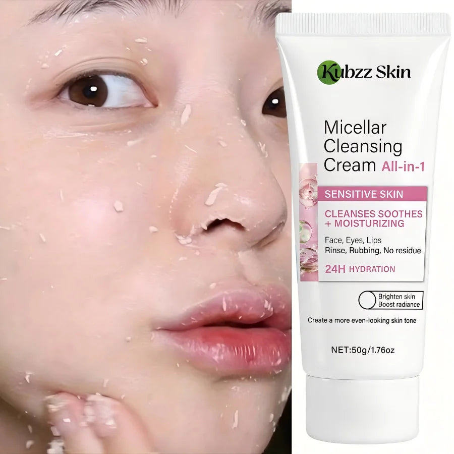 Micellar Cleansing Cream 50G——Niacinamide, Hyaluronic Acid, Collagen Formula, Deep Cleansing, Gentle Cleansing, Soothing and Moisturizing in One, Smooths Skin, Suitable for Face, Eyes and Lips, Can Be Used for Sensitive S