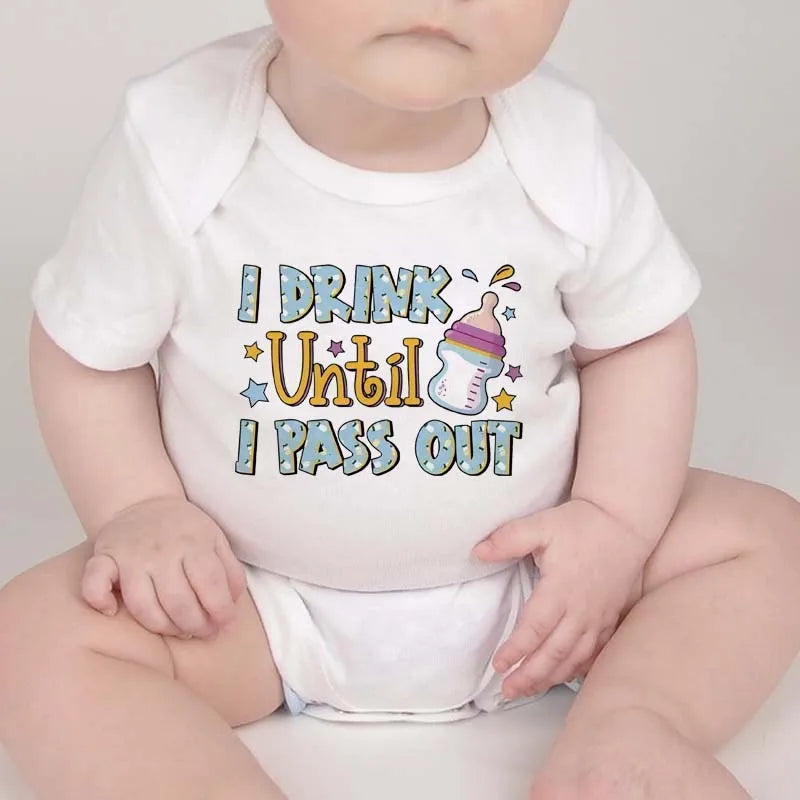 Baby Milk Bottle Printed Newborn Onesies Children's Letter Printed Clothing Girl Boy Bodysuit Baby Shower Gift