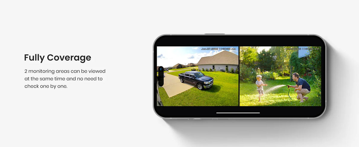 Dekco 3MP Solar Camera System 2 Cam Kit Wireless Cam System Surveillance Wifi PTZ Camera Set with Home Hub Support Alex