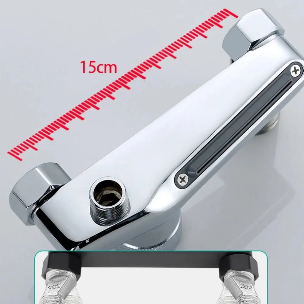 New Premium Bathroom Faucet Wall Mounted Bathtub Shower Mixer Tap with Hot & Cold Control Concealed Valve Chrome Finish