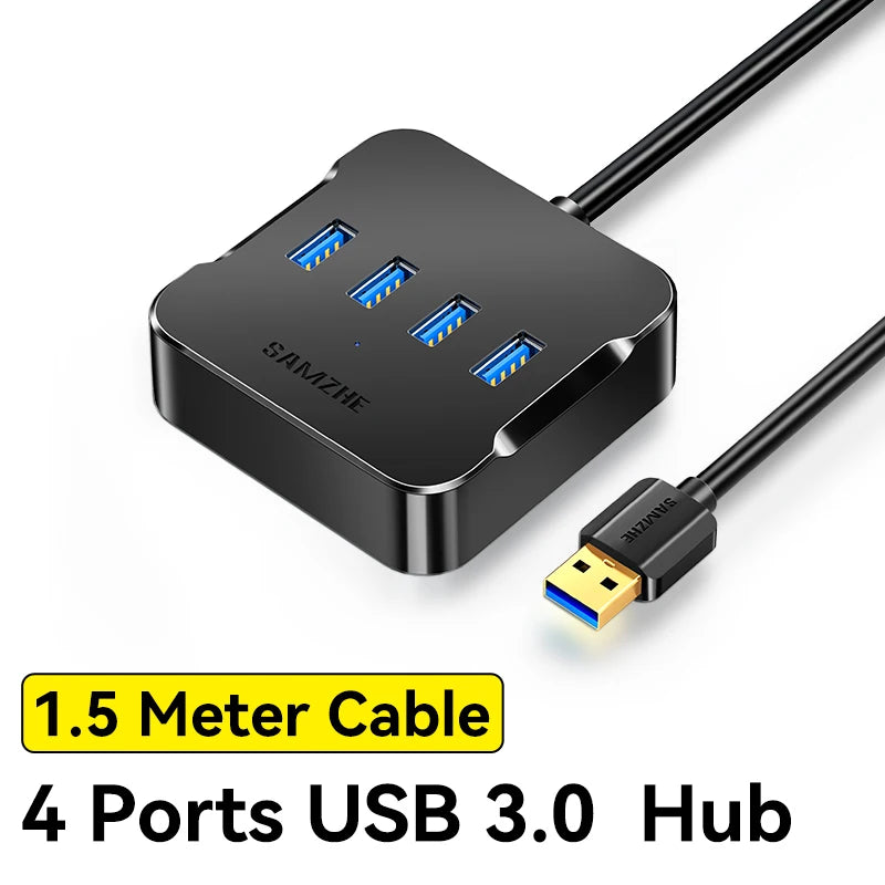 SAMZHE USB Hub 4 Ports Multiple USB 3.0 Hub Quick Sync USB Splitter for Laptop Extender for A Port Laptop PC Desktop and More