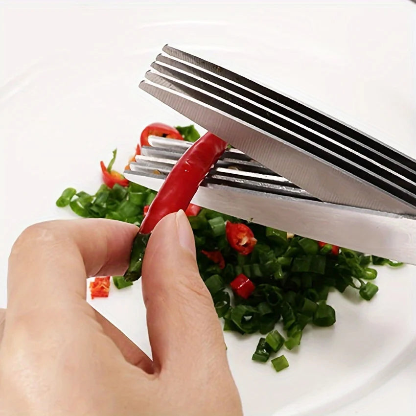 1/2pcs 5-layer Scallion Scissors Stainless Steel Multifunctional Shredded Paper Cutter Vegetable Onion Shears Kitchen Gadgets