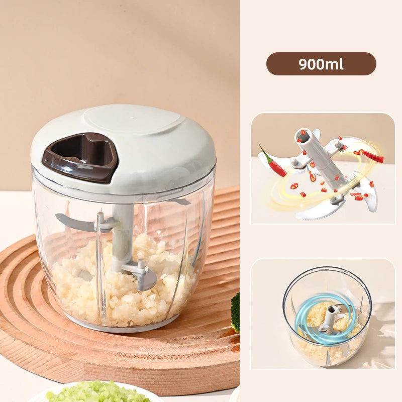 1PCS 500/900ML Manual Meat Mincer Garlic Chopper Rotate Garlic Press Crusher Vegetable Onion Cutter