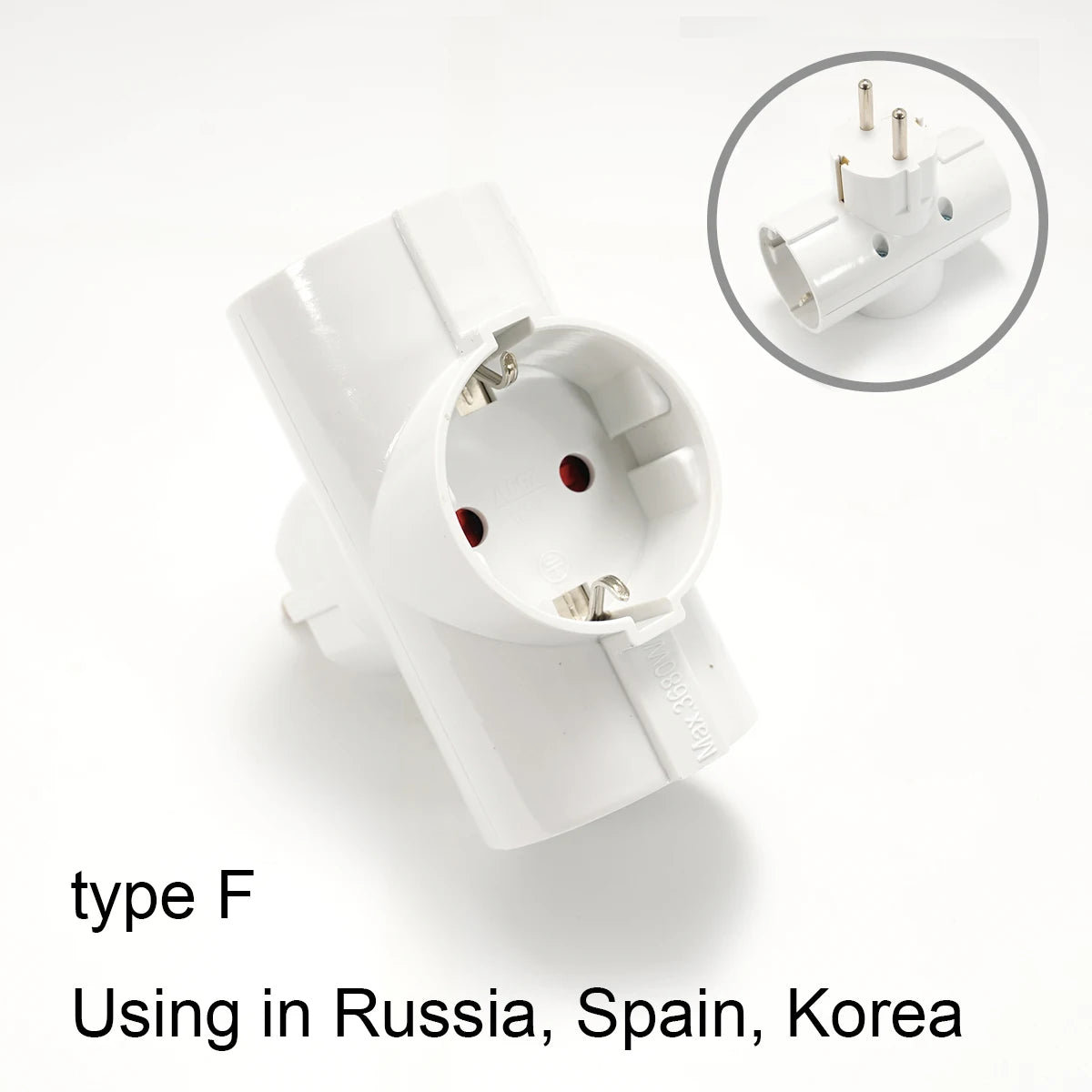 EU Electrical Socket 1 To 2/3 Way Outlet European Standard Expansion Socket Power Extension Plug Converter Travel Power Adapter