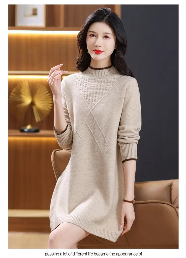 Women's Turtleneck Knitwear Top Long Sleeve Pullover Sweater Woman Clothing Fall Winter Knit Basic Blouse Wool Ladies Sweater