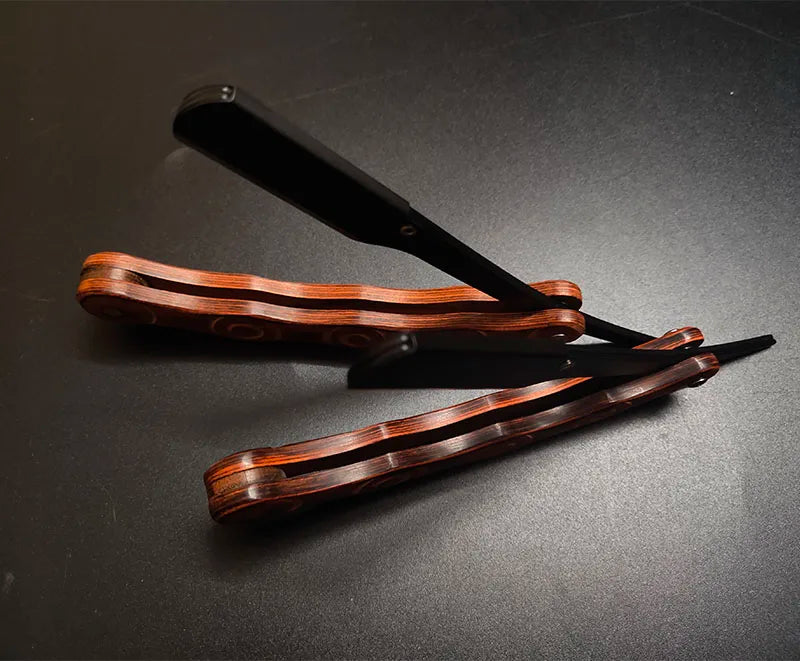 wooden trimmer manual shaver professional straight edge stainless steel sharp barber razor folding shaving blade shave beard cut
