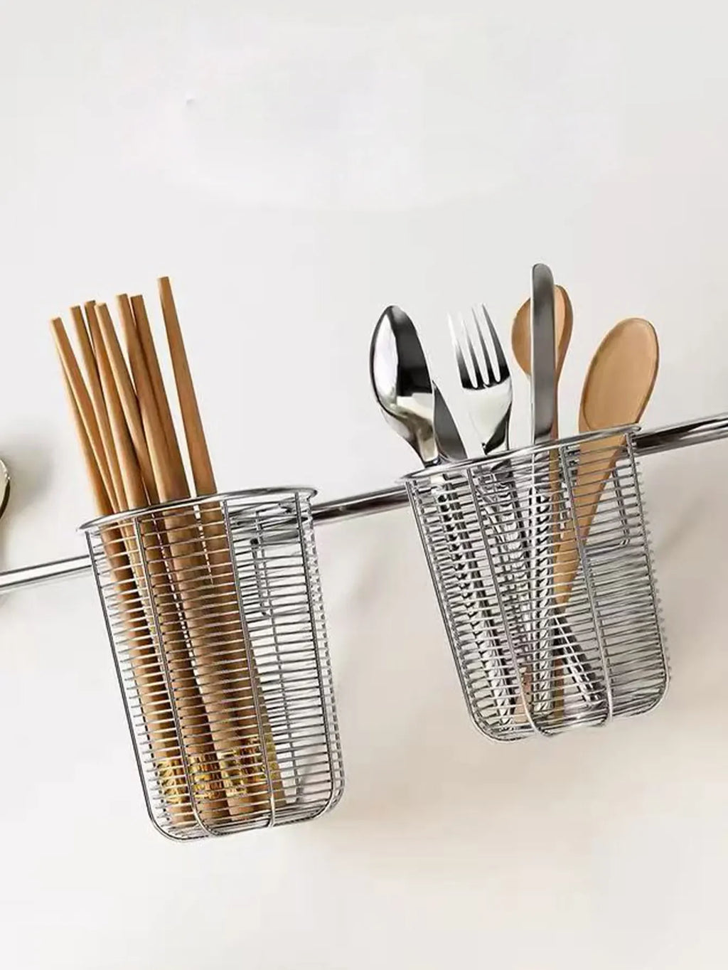 Kitchen Chopstick Holder Organizer Hanging Wall Stainless Steel Tableware Drainer Fork Spoon Chopsticks Dishwasher Basket
