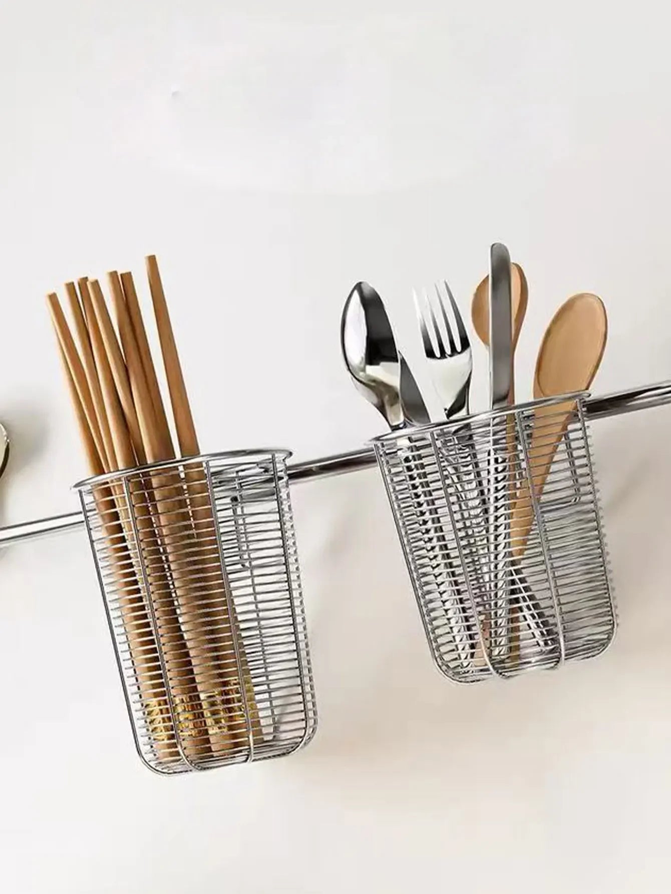 Kitchen Chopstick Holder Organizer Hanging Wall Stainless Steel Tableware Drainer Fork Spoon Chopsticks Dishwasher Basket