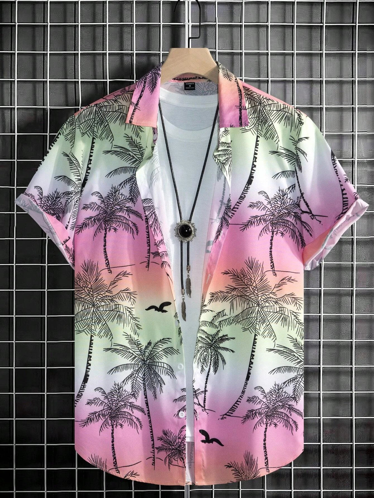 Men's Hawaiian Botanical Flower Print Men's and Women's Short-Sleeve Shirts Men's Lapel Seaside Button-Down Casual Men's Shirts