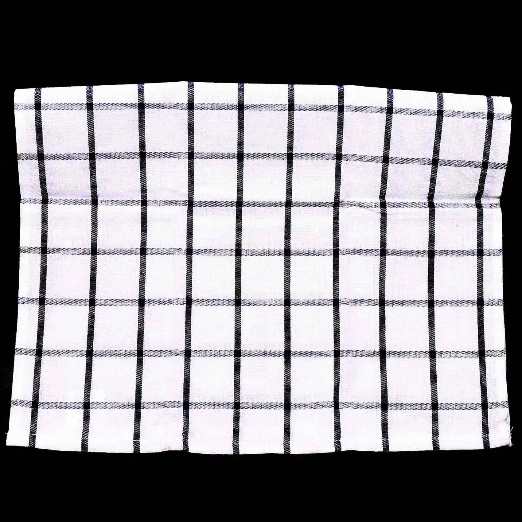 AFOURT-6Piece High Quality Blue White Plaid Striped Tea Towel Kitchen Towel Napkin Table Cloth 100% Cotton Woven Fabric