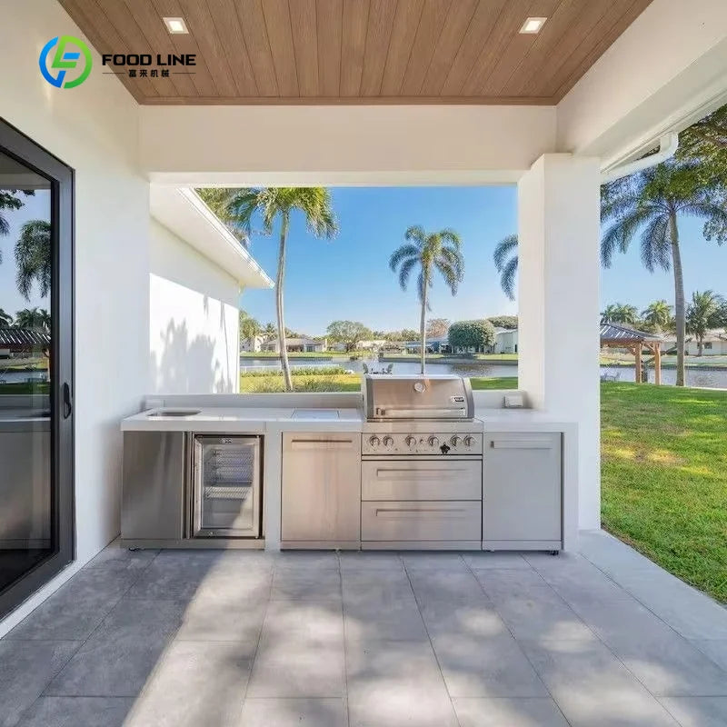 Modular Outdoor Kitchen Pod with Stainless Steel Cabinets, BBQ Grill Station and Custom Outdoor Design for Patios Customized