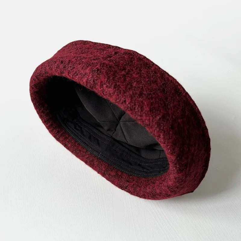 Fall Elegant Tweed Berets for Women Sailor Hat Japanese Versatile Naval Winter Fashion Party Warm Cute Jk Y2K Bucket Hat