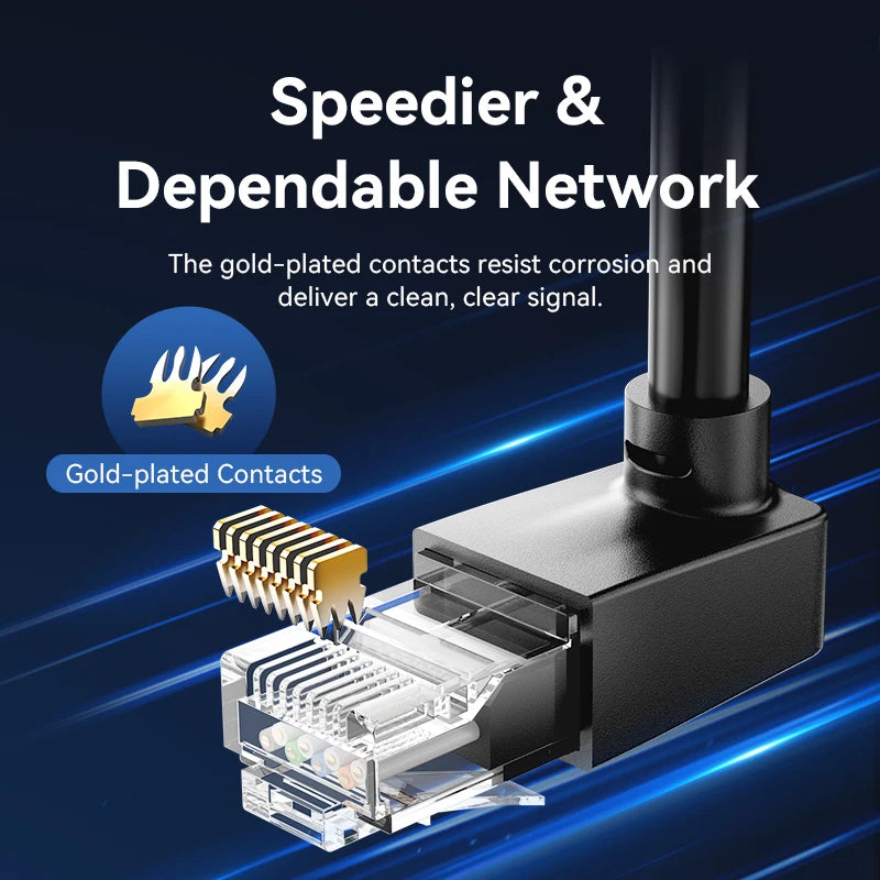 Vention Cat6 Ethernet Cable 90° Right Angle Design CAT 6 Networking Internet Lan Cord for Laptops PS5 4 Xbox Router RJ45 Cable