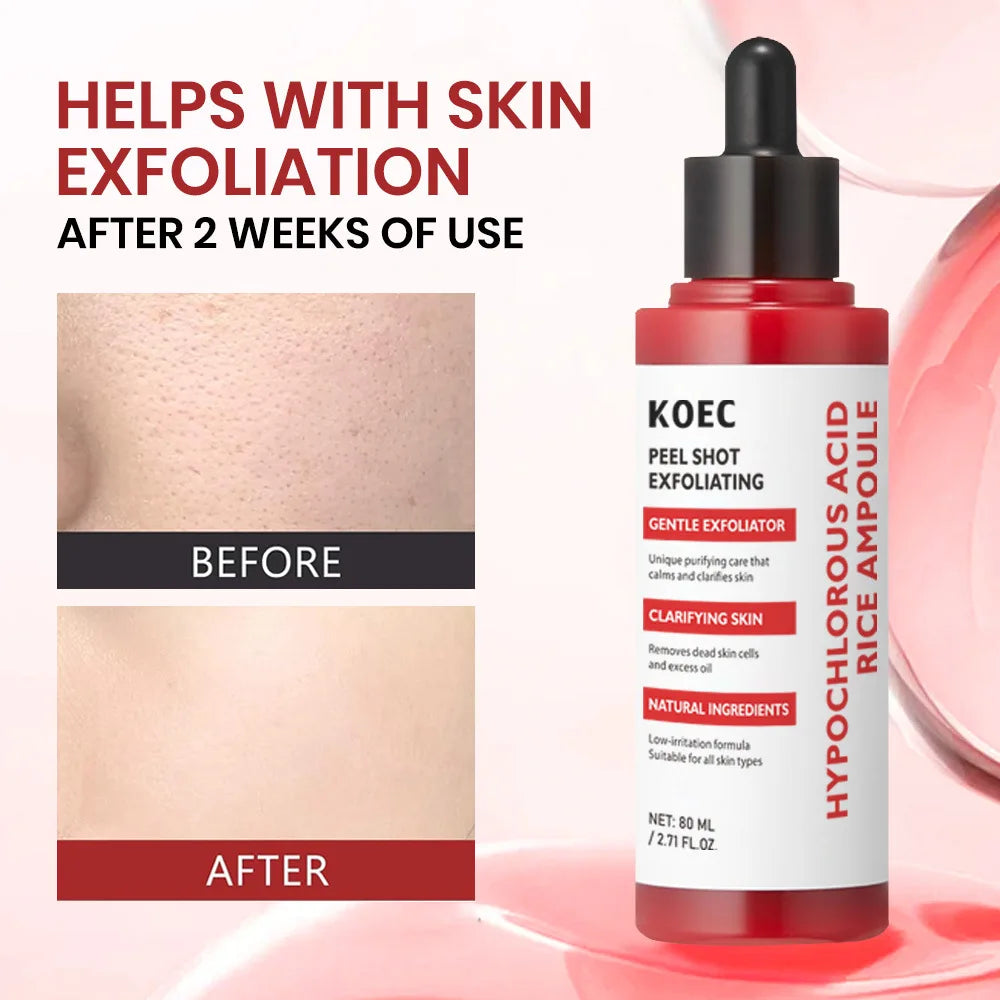 80ml Rice Peeling Lotion Oil with Hypochlorous Acid Exfoliating Bleaching Dark Skin Whitening Nourishing Moisturizing Skin Care