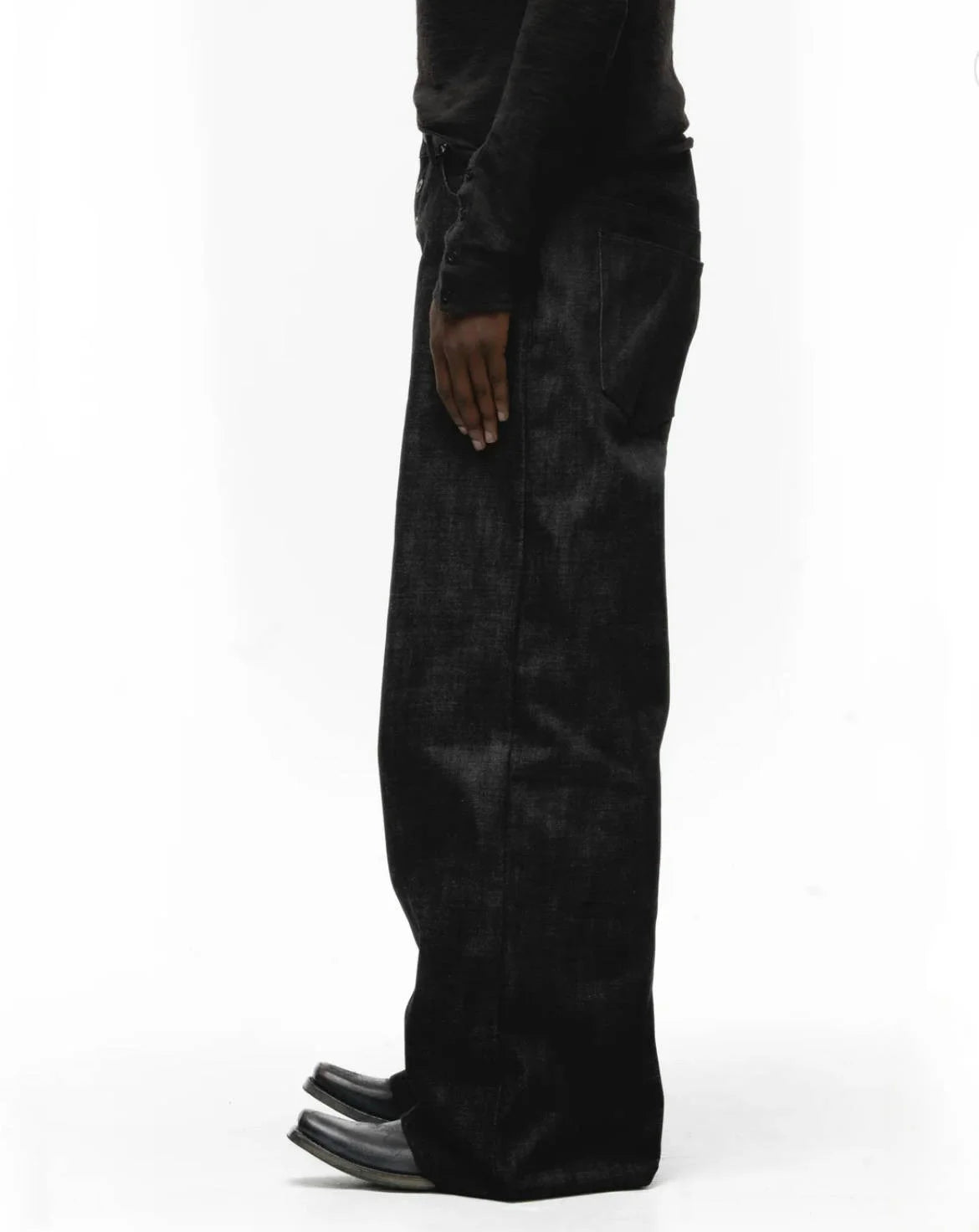 Japanese Raw Denim Loose Fit Jeans Classic Unwashed Cotton Workwear Baggy Trousers for Men