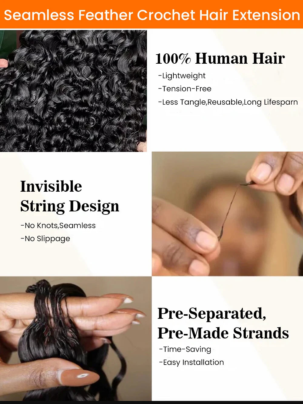 Burmese Curly Human Crochet Human Hair Feather Line Crochet Hair Braids For Thin Hair Woman Micro Pre Looped Crochet Hair