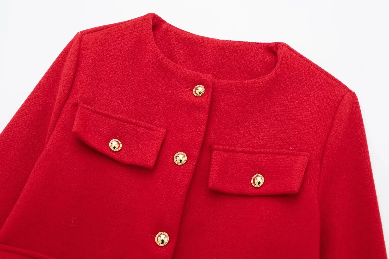 HH Women Vintage Solid Coat Button Long Sleeve O Neck Jacket With Pocket 2024 Spring Elegant Female Casual Outerwear Jakcet