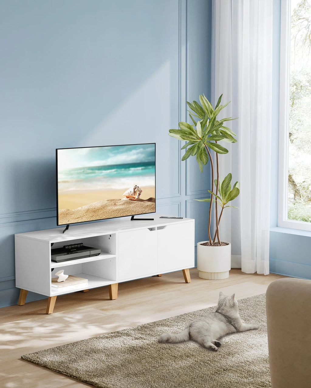 VASAGLE Low board TV wardrobe, Long 140cm, for television up to 65 inches