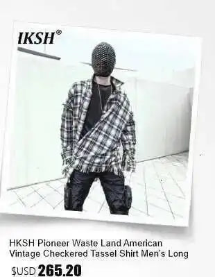HKSH Autumn New Men's Hooded Distressed Patchwork Folded Waste Land Tactical Punk Techwear Shoulder Batwing Sleeve Jacket HK2392
