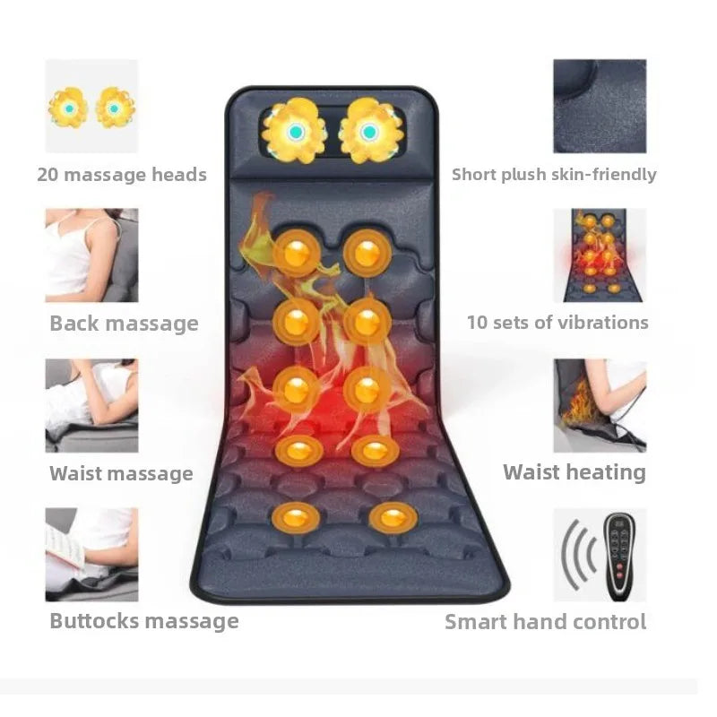 NEW Soft Electric Vibrator Heating Back Neck Massager Mattress Waist Pad Pad Home Office Relaxing Bed Pain Relief Health Gift