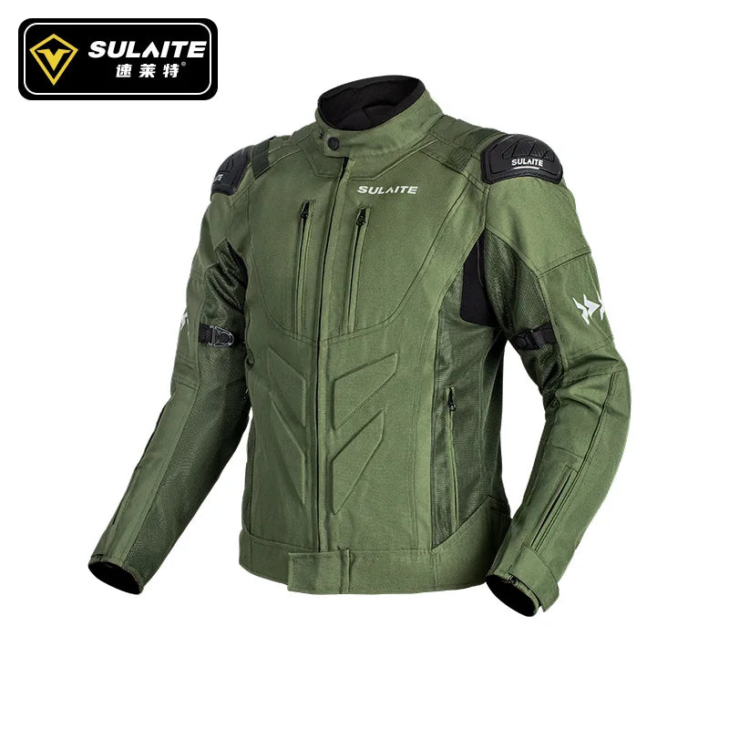 SULAITE Summer Motorcycle Jacket Suit Breathable Riding Gear Protective Racing Coat Motorbike Equipment for Men