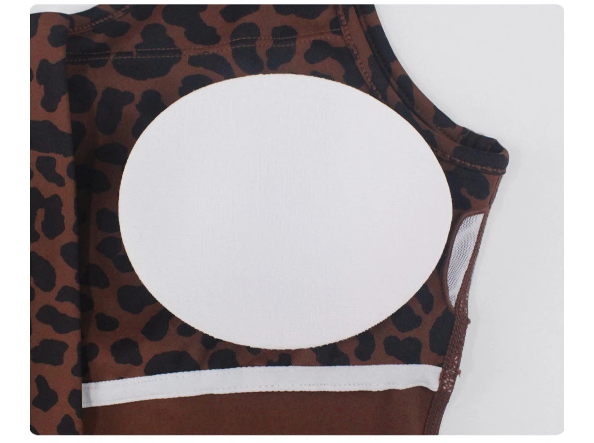 Greenora Leopard Print Yoga Jumpsuit Sleeveless Backless Flare Romper High Waist Slimming Athletic Bodysuit for Workout Fitness