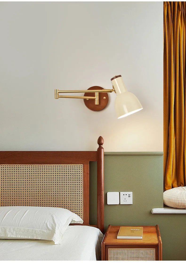 LED Bedroom Bedside Wall Lamp Swing Arm Wall Light Folding Telescopic Study Reading Lamp Study Decor Sconce Lighting