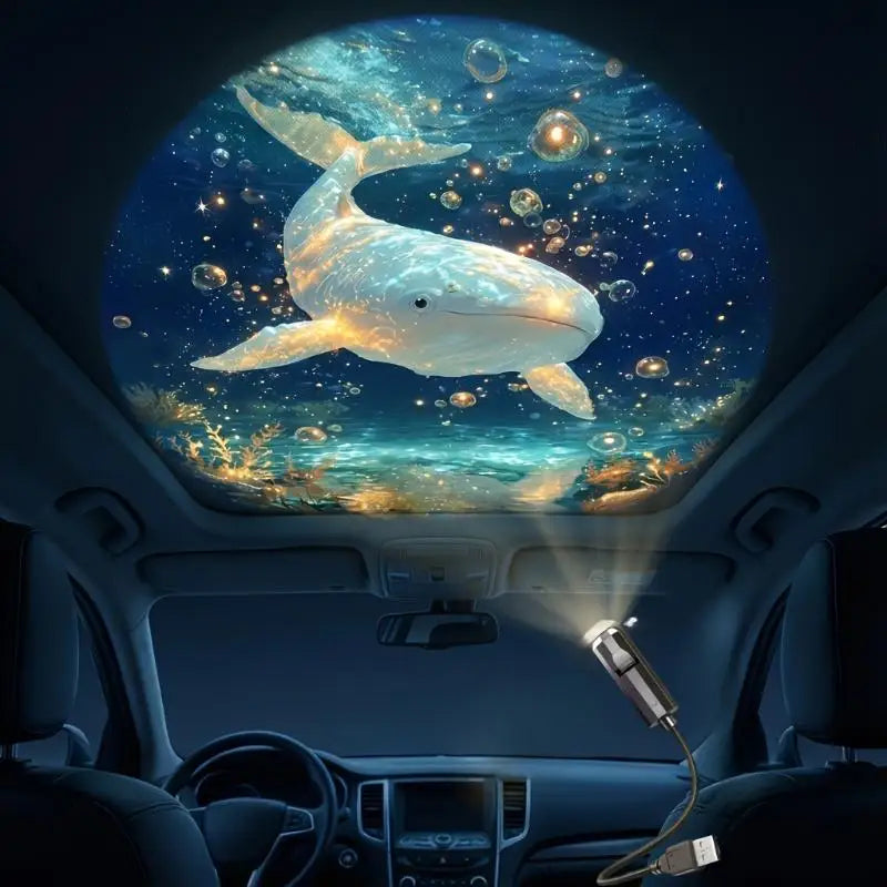 LED USB Projector Light Ocean Projection Lamp With 8pcs Marine Life Light Panels Ceiling Decorative Night Light