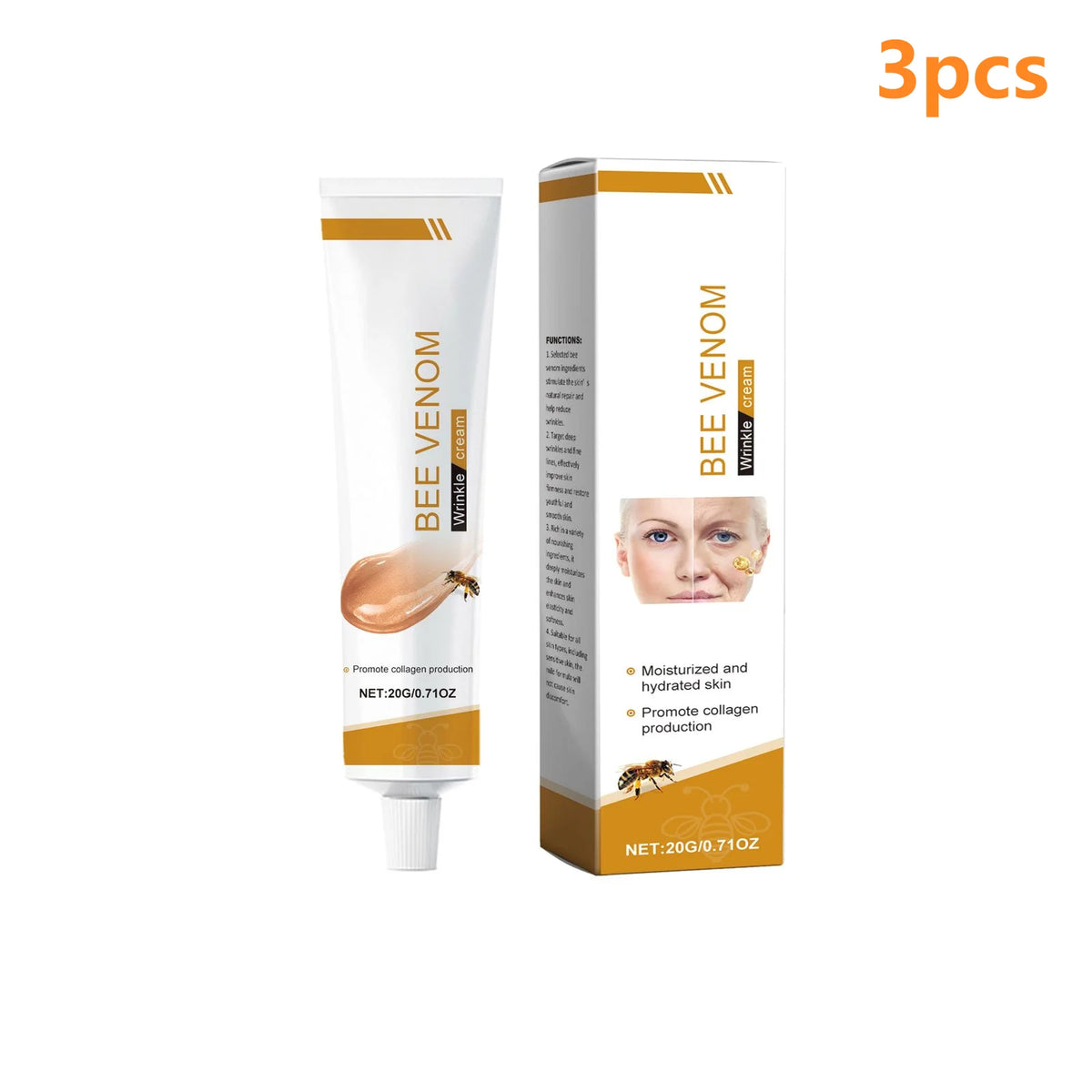 Bee Venom Wrinkle Removal Cream Anti Sagging Antioxidant Moisturizing Facial Lifting Tighten Skin Care Bee Venom Face Cream 20g