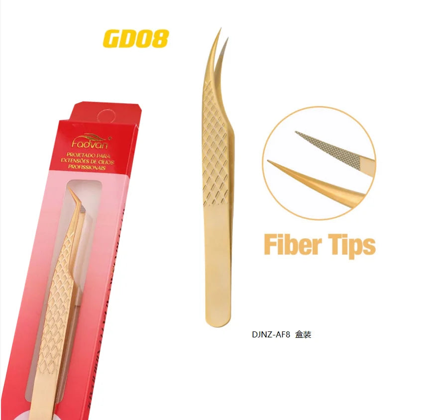 FADVAN High-precision Fiber Tip Tweezer for Eyelash Extensions Stainless Steel Antistatic Straight Tools with Boxed
