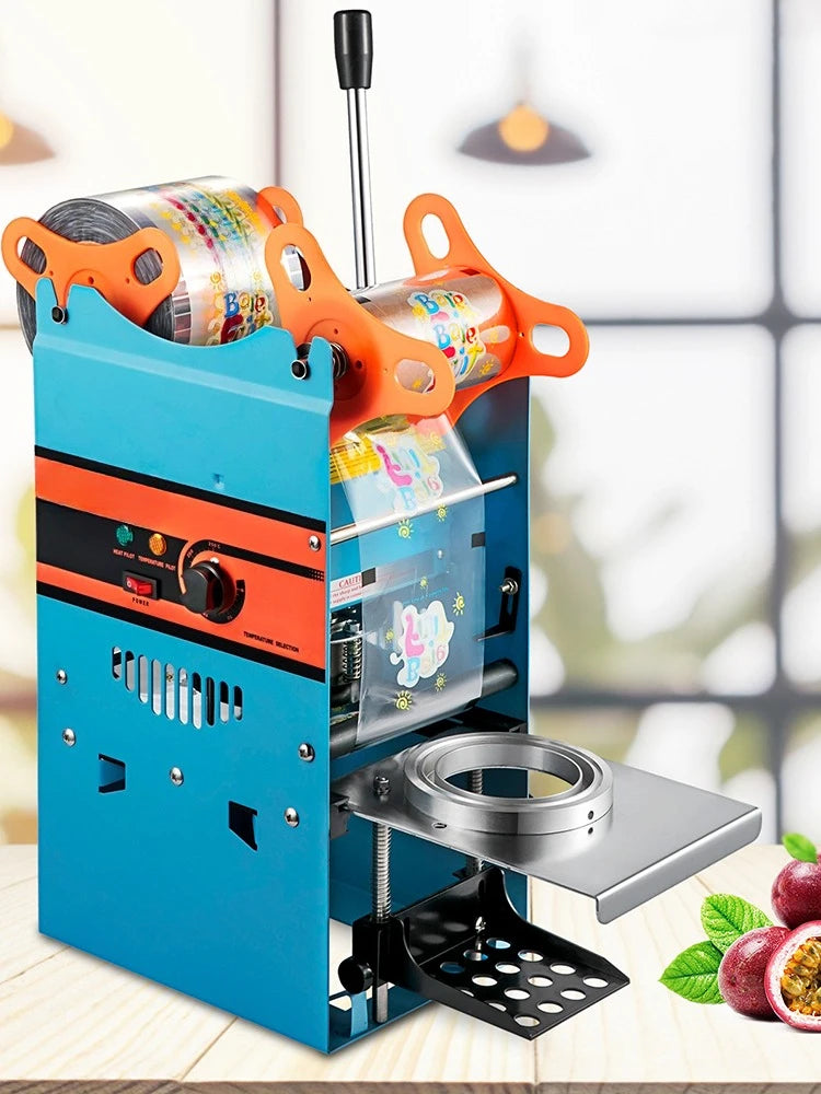Manual Cup Sealer Machine 300-500 Cup/h with Heating Technology Boba Tea Cup Sealing Machine for 90/95mm Cup Diameter