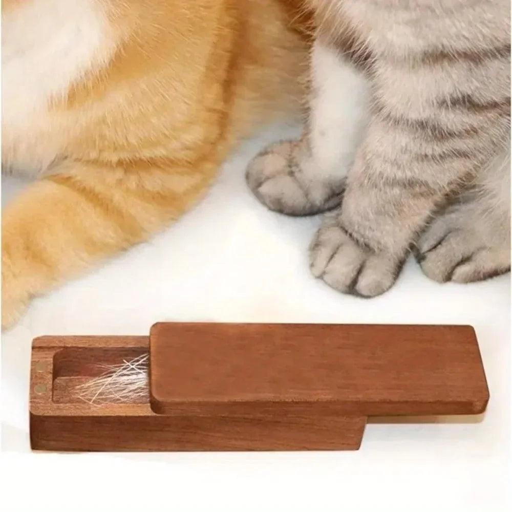Magnetic Closure Walnut Wood Cat Whisker Box Elegant Design Solid Wood Pet Hair Storage Box Wooden Material Good Fortune