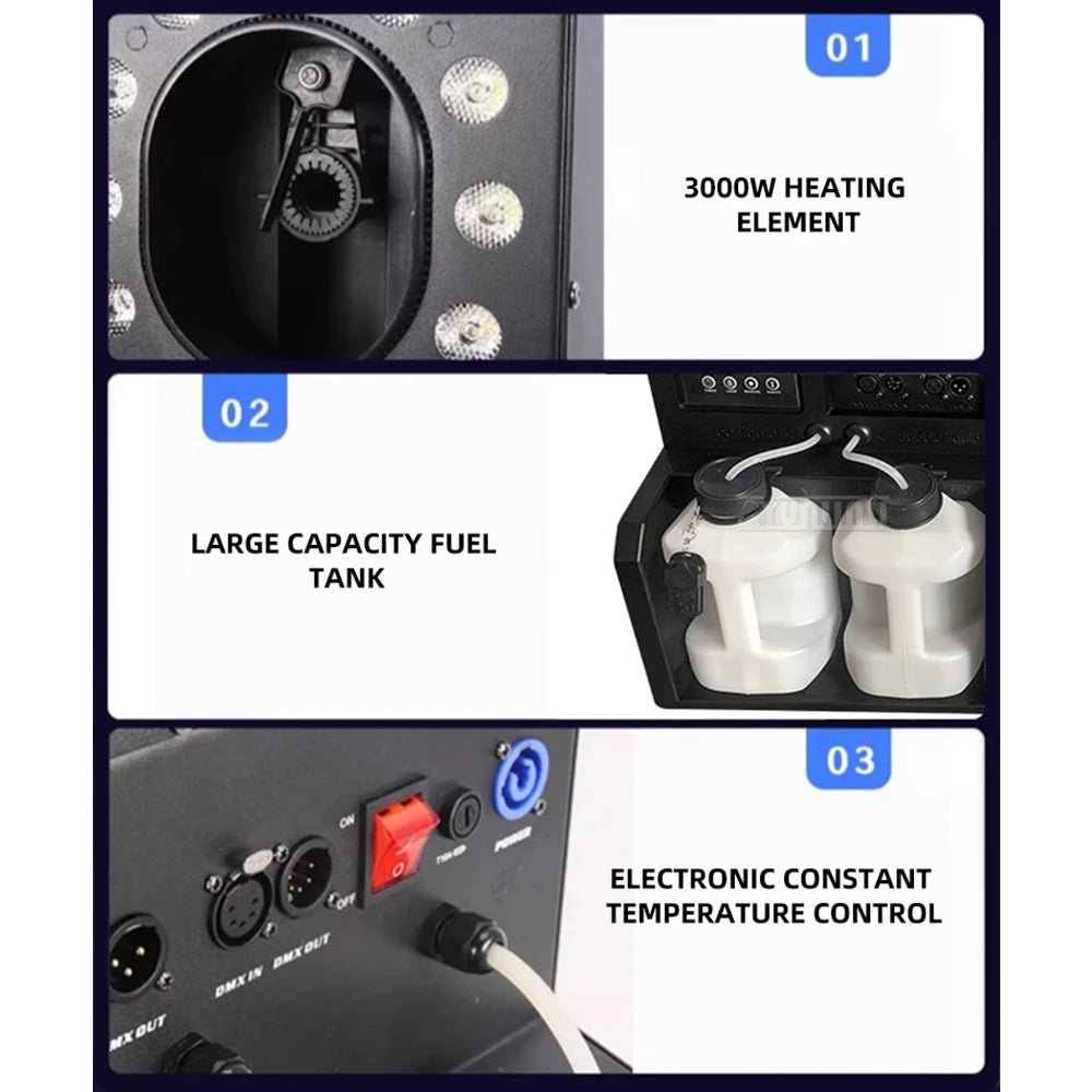 Dual Nozzle LED Smoke Bubble Machine, Stage Effect for Wedding Party, Stage Prop with Fog Bubble Blower