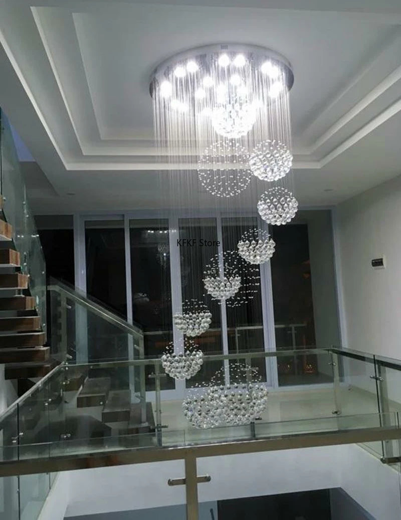New Modern Crystal Led Chandelier Item Large Villa Salon Ceiling Lights Hotel Kitchen Staircase Living Room Decor Pendant Lamp