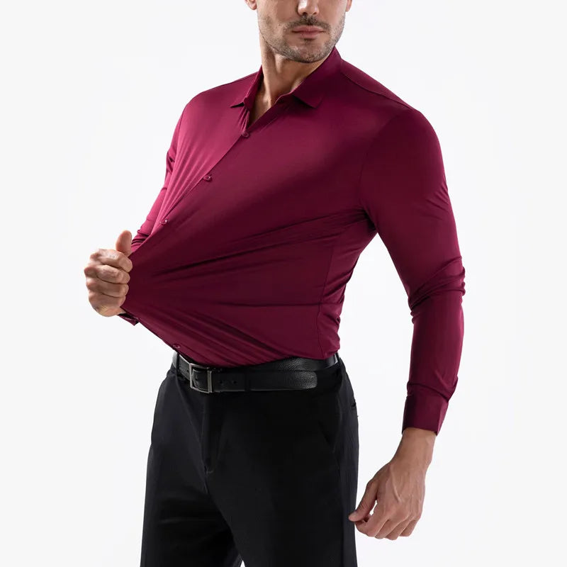 Premium Men's Ultra-Stretch Shirt - High-Quality Business Formal Long-Sleeve Shirt for Social and Casual Wear Spring 2025