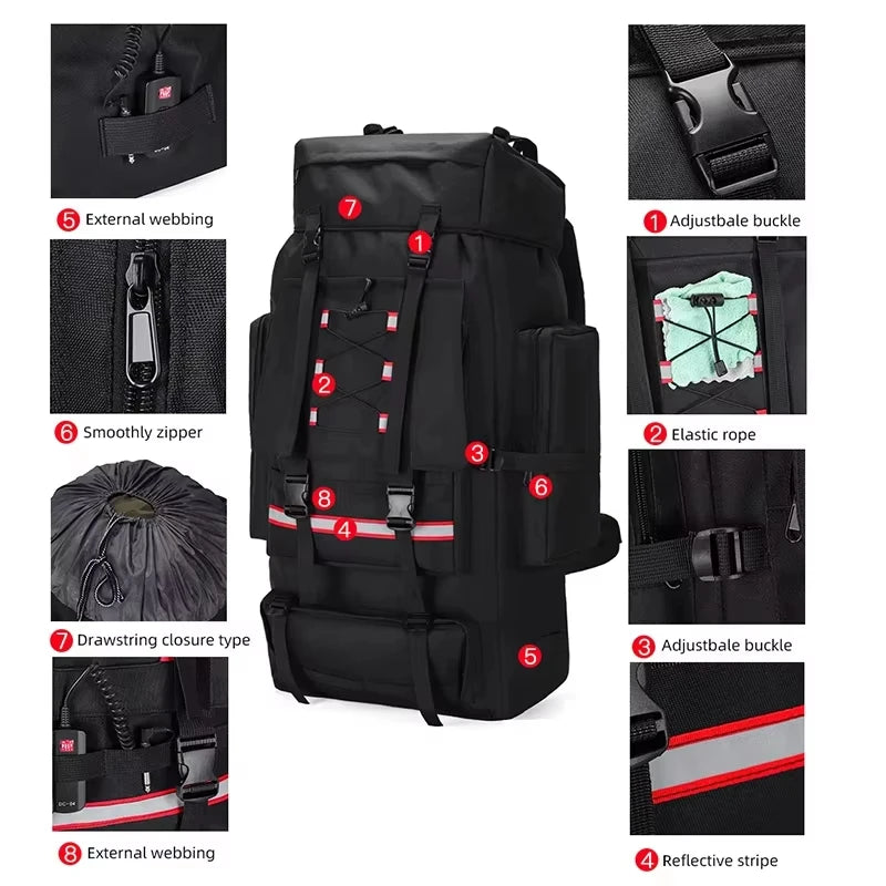 Outdoor Climbing Backpack Large Capacity Outdoor Travel Sports Luggage Bag Hiking Trekking Camping Mountaineering Men Rucksack