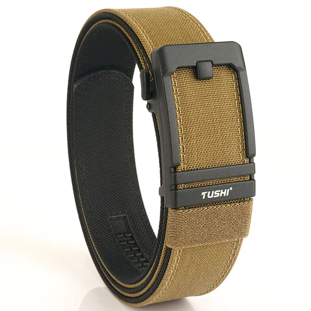 TUSHI New Double-layer Reinforced Automatic Buckle Training Quick Hanging Pistol Belt Men Nylon Outdoor Leisure IPSC Accessories