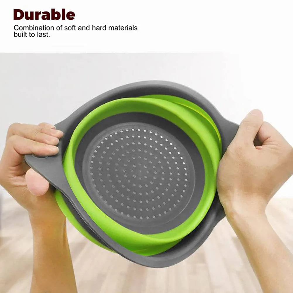 Silicone Vegetable and Fruit Cleaning and Drainage Basket  Cleaning Basket 1PCS Folding Water Filter Net Kitchen Gadgets