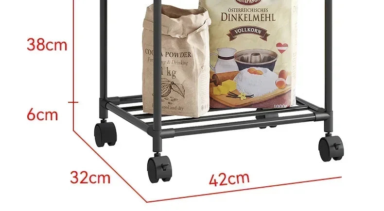 Kitchen multi-layer removable storage cart, floor-to-ceiling storage rack, household storage rack fridge organizer dish rack