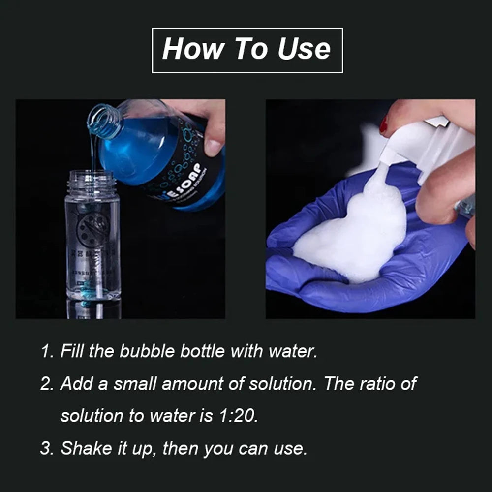 500/40ML Tattoo Blue Soap Cleaning Soothing Solution With Tattoo Foam Diffuser Bottle Blue Algae Soap and Bottle Cleaning Supply