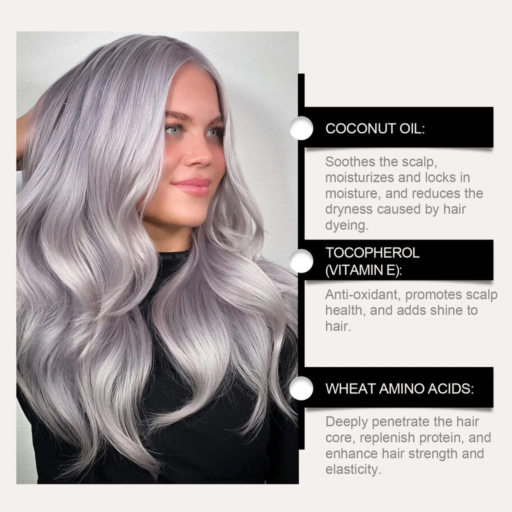 Temporary Gray Hair Dye Spray One-Time Molding Smoky Gray Punk Style Light Color Non-Irritating Unisex Grandma Gray Hair Dye