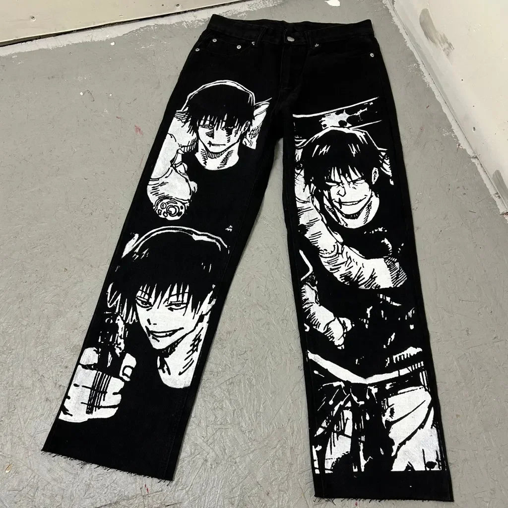 Harajuku Zoro Y2k Baggy Jeans Women Vintage Wide Leg Denim Pants Popular Jeans Streetwear Couples Trouser Men Clothing