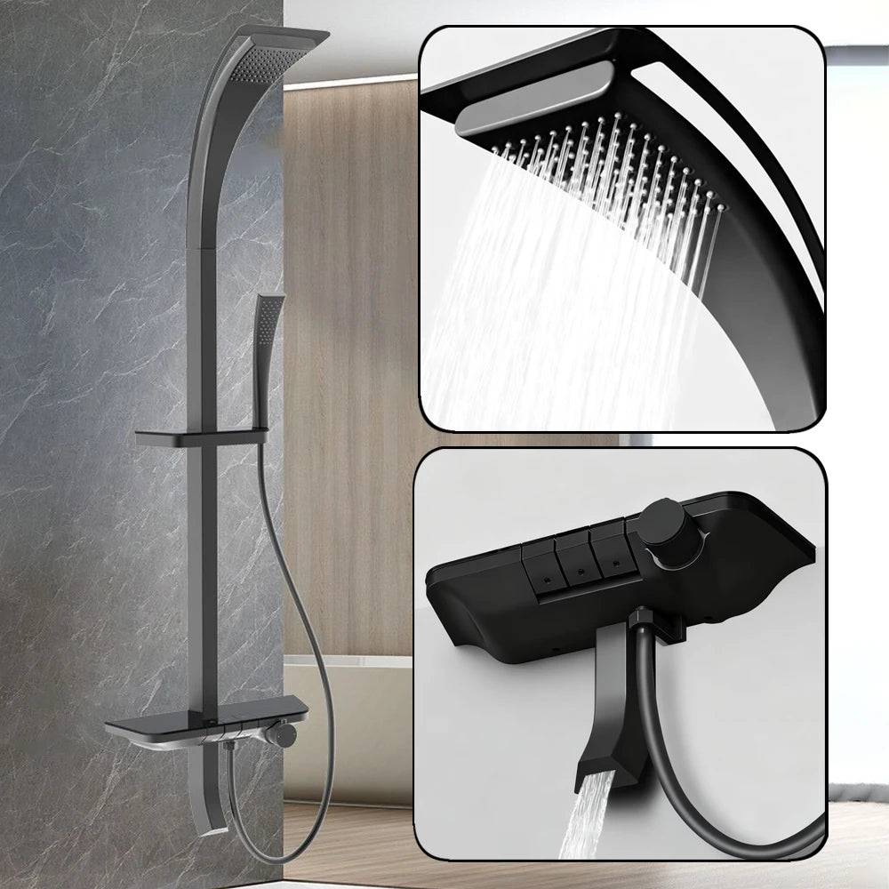High Quality Modern Showers System Rainfall Brass Mixer Bathroom Faucet Shower Set Bathtub Smart Thermostatic Rain Shower Column