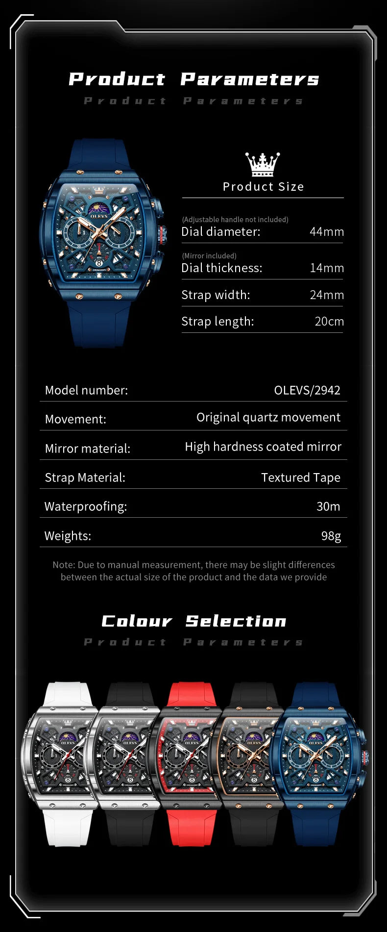 OLEVS 2942 Men Watch Automatic Calendar Waterproof Luminous Moonphase Watch Top Brand Tonneau Large Dial Hollow Men Quartz Watch