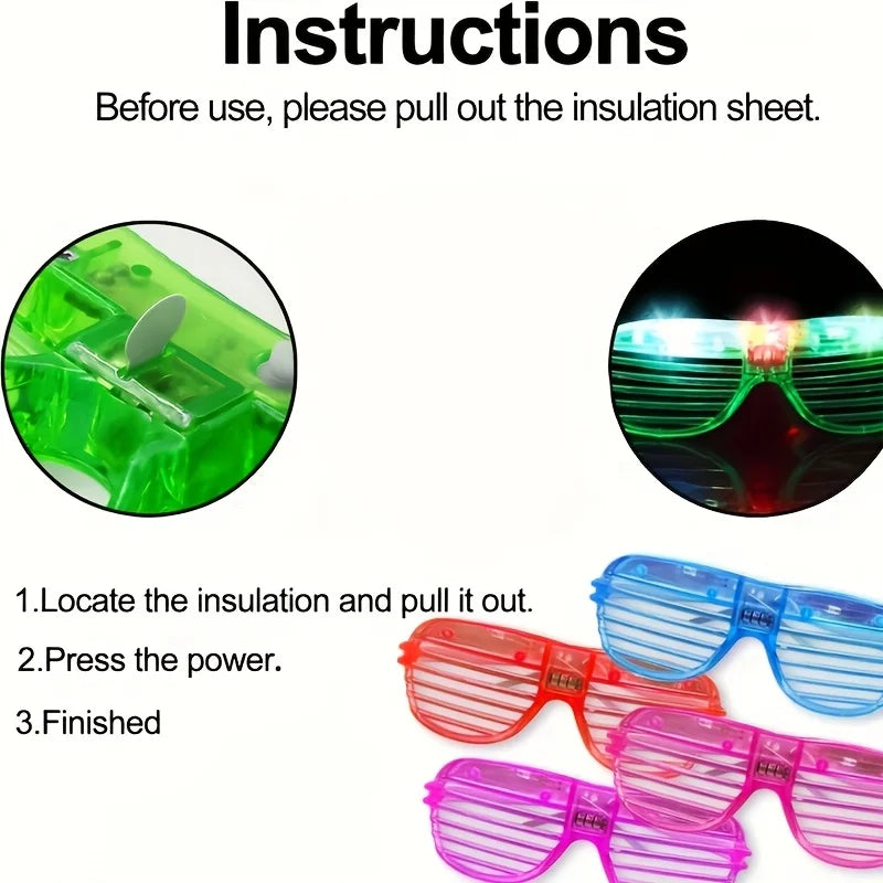 5Pc LED Luminous Blinds Glasses Adult Children Role Playing Props Halloween Party Wedding Bachelorette Party Bar Gift Decoration