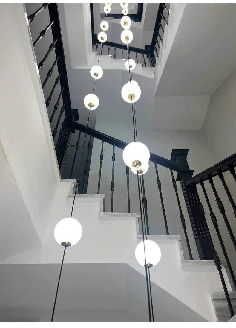 Stairs Modern Chandelier Loft Duplex Living Room Hotel Lobby Long Pendant Nordic Home Decorative Lighting Ball Long Line Pendant