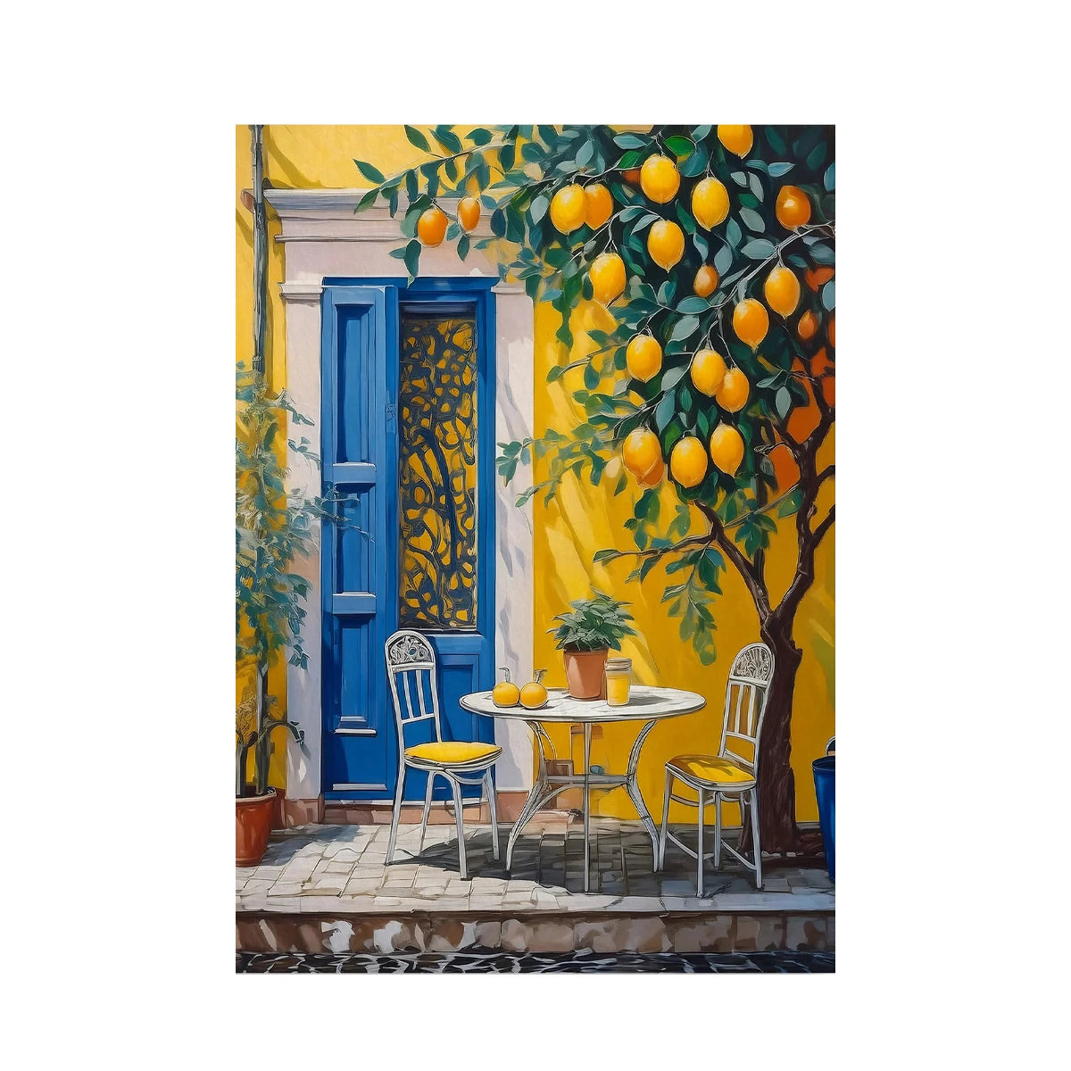 1/2pcs Italian Landscapes Lemon Tree Prints Poster Modern Cottagecore Canvas Painting for Spring Wall Art Home Decor-unframed