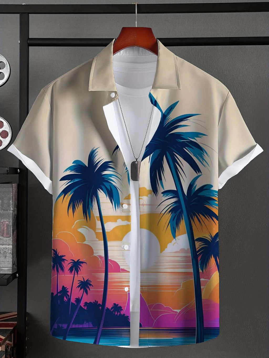 Men's Shirt Hawaiian Shirts For Man Summer New Beach Vacation Short Sleeve Top Casual Men's Blouse Coconut Tree Men Clothing