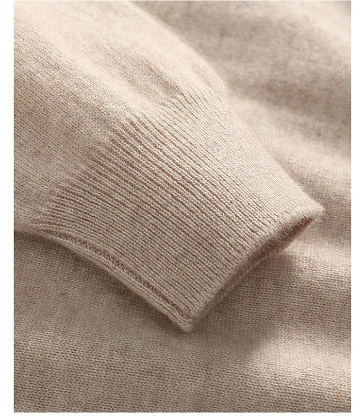 Autumn/Winter Men's 100% Cashmere Pullover Business Casual Solid Knitted Sweater Loose POLO Collar Tops Basic Thick Warm Jumper
